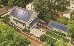 Aerial view of net-zero home with Kolbe’s Forgent Series triple pane windows and performance divided lites Aerial view of net-zero home with Kolbe’s Forgent Series triple pane windows and performance divided lites