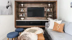 Living room with slider shelving Living room with slider shelving