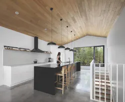 Kitchen with wood clad ceiling Kitchen with wood clad ceiling