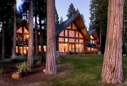 custom log cabin front exterior angled custom log cabin front exterior angled