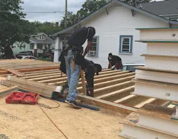 Job site with floor framing and panels waiting to be installed Job site with floor framing and panels waiting to be installed
