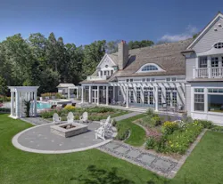 Porch with pool deck, pergola, and fire terrace Porch with pool deck, pergola, and fire terrace