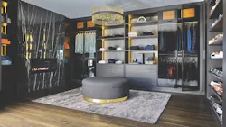 Gerts his master closet with fireplace and ottoman Gerts his master closet with fireplace and ottoman