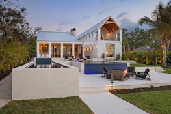 Rear view of Modern River House Rear view of Modern River House