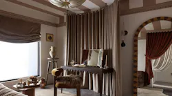 Moody, neutral bedroom with vanity area Moody, neutral bedroom with vanity area