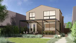 Rear view of a Marmol Radnizer designed home for Case Study 2.0 | Wildfire Resilience Rear view of a Marmol Radnizer designed home for Case Study 2.0 | Wildfire Resilience