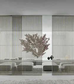 Rimadesio Sail sliding door panel system in a residential interior Rimadesio Sail sliding door panel system in a residential interior