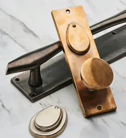A variety of finishes on the Ramsa Oasis hardware collection from Rocky Mountain Hardware A variety of finishes on the Ramsa Oasis hardware collection from Rocky Mountain Hardware