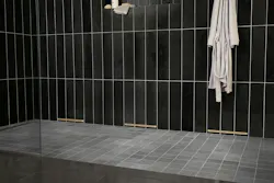 Activated by button, or via voice or app in a smart home system, the Air Jet Shower Drying System uses linear vents and nozzles to dry showers and prevent the growth of mold and mildew. Activated by button, or via voice or app in a smart home system, the Air Jet Shower Drying System uses linear vents and nozzles to dry showers and prevent the growth of mold and mildew.