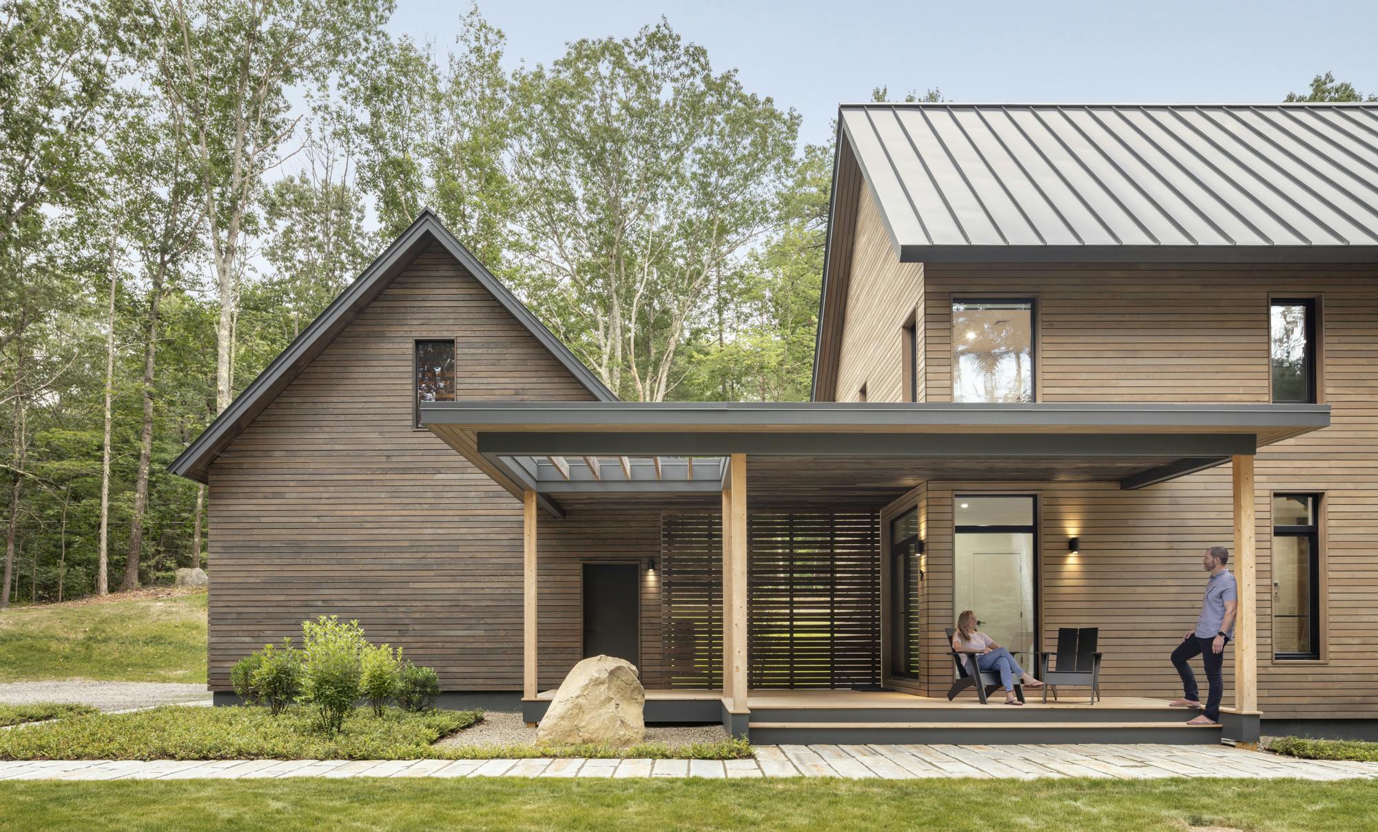 Exterior of a net zero passive house in Durham NH by Kaplan Thompson Architects