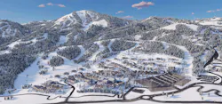 Mountainside topped with snow, showing the Velvære ski in ski out community in Park City Mountainside topped with snow, showing the Velvære ski in ski out community in Park City