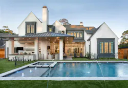 Rear elevation of a Houston home, with pool Rear elevation of a Houston home, with pool