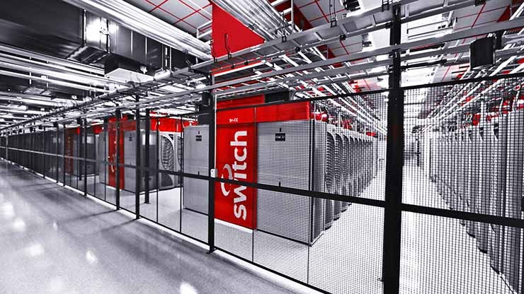 Rows of custom containment systems inside a Switch data center. (Image: Switch)