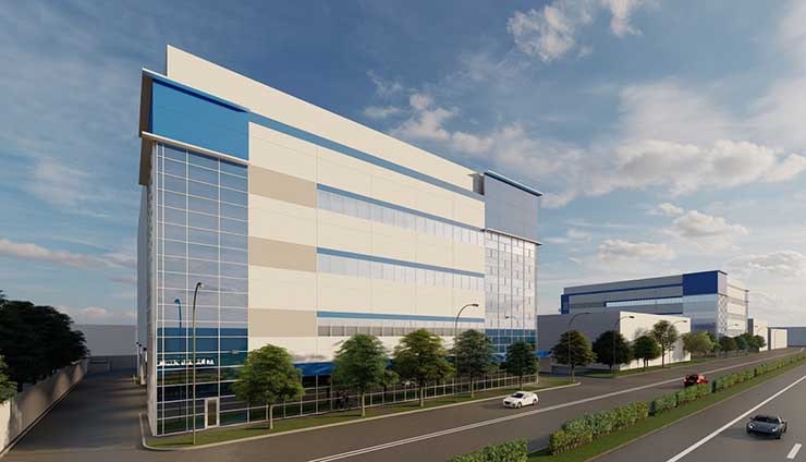 An illustration of a planned four-story data center in Santa Clara , Calif. being built by Prime Data Centers. (Image: Prime Data Centers)