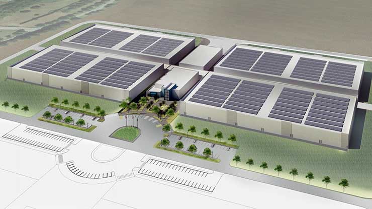 An illustration of the Quantum Loophole data center design for its campus in Frederick County, Maryland. (Image: Quantum Loophole)