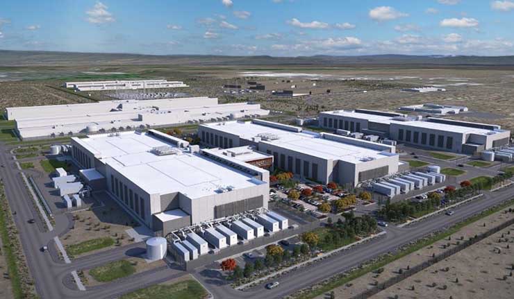 An illustration of the Facebook campus in Prineville, Oregon, including two new data centers (at lower left) that will feature two stories of server rooms. (Image: Facebook)