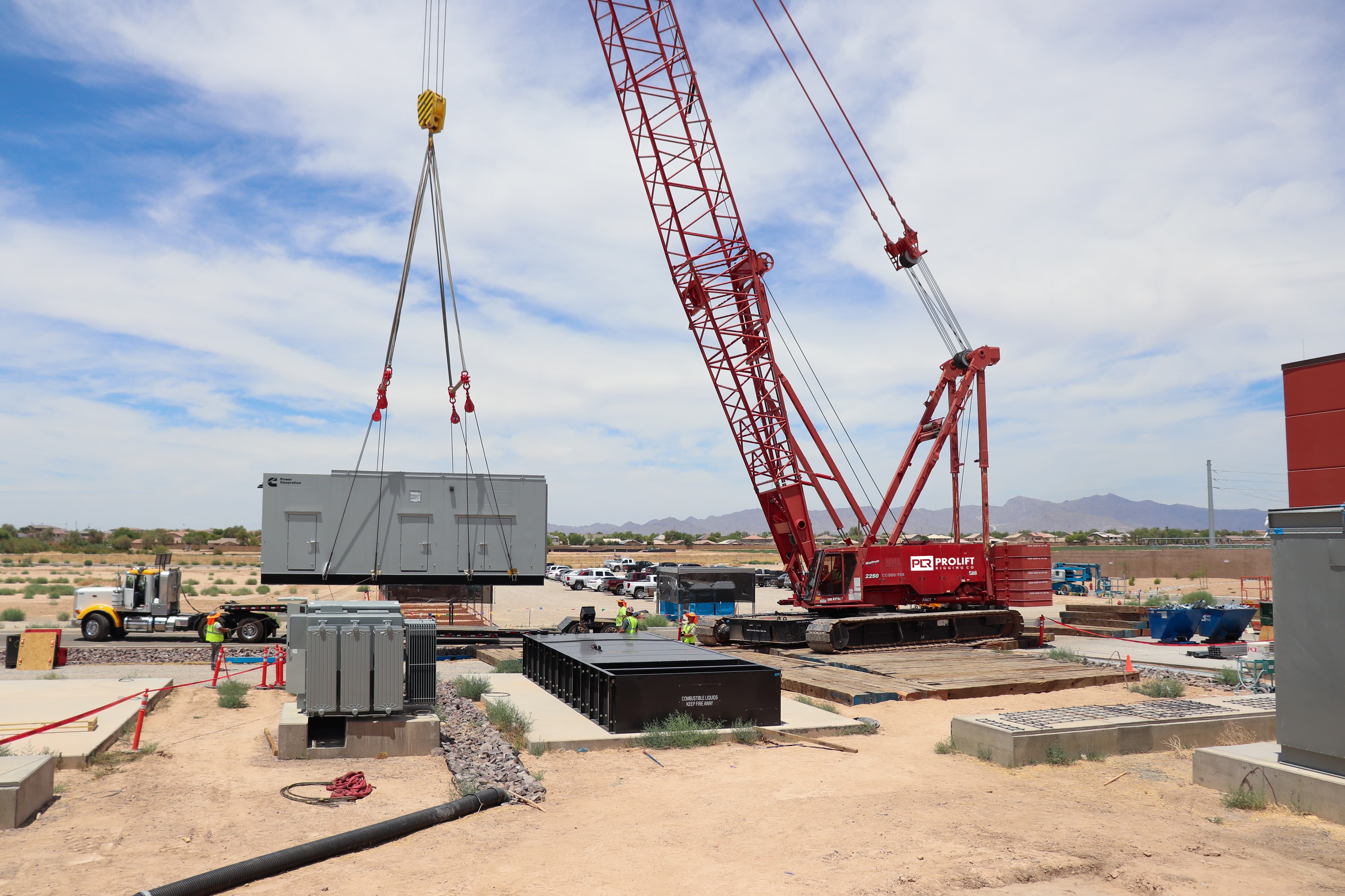 Construction of a modular data center. (Source: ProLift Rigging)