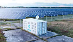 A cryptocurrency mining module next to a solar power array. (source: BusinessWire) A cryptocurrency mining module next to a solar power array. (source: BusinessWire)