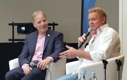 Infrastructure Masons founder Dean Nelson interviews entrepreneur Michael Tobin (right), who is reportedly eyeing new investment vehicles for the sector. (Photo: Rich Miller) Infrastructure Masons founder Dean Nelson interviews entrepreneur Michael Tobin (right), who is reportedly eyeing new investment vehicles for the sector. (Photo: Rich Miller)