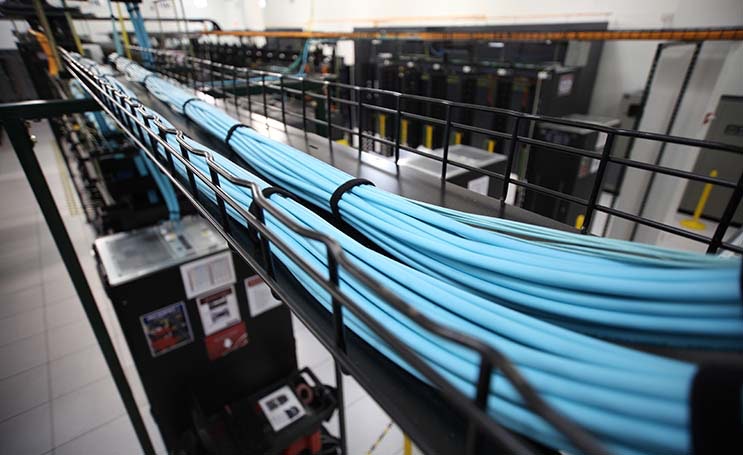A Rackspace overhead fiber tray (Photo: Rackspace).
