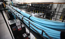 A Rackspace overhead fiber tray (Photo: Rackspace). A Rackspace overhead fiber tray (Photo: Rackspace).