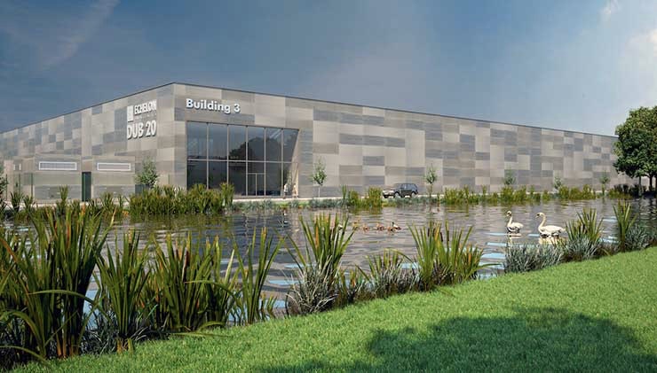 An illustration of Echelon Data Centres newest project near Dublin, which includes wind power generation. (Image: Echelon Data)