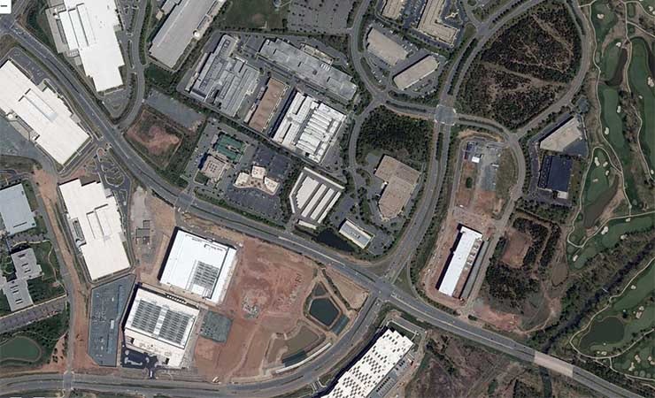 An aerial view of Data Center Alley in Ashburn, Virginia.