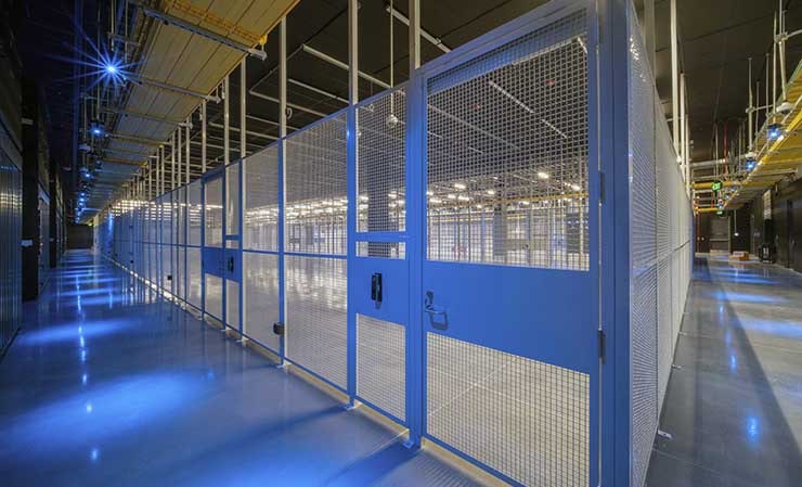 A view of cages to house colocation equipment in the new Equinix DC21 data center in Ashburn, Virginia. (Photo: Equinix)
