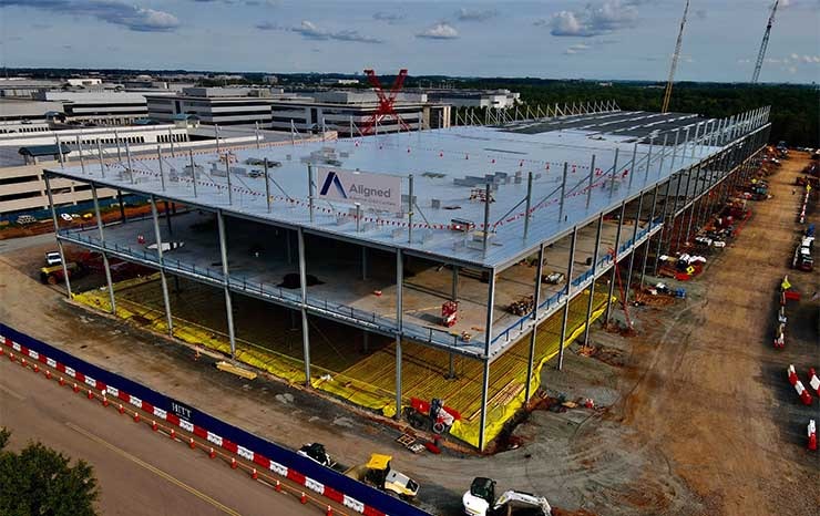 Construction at Aligned&rsquo;s second hyperscale data center in Ashburn, Virginia. (Photo: Aligned)