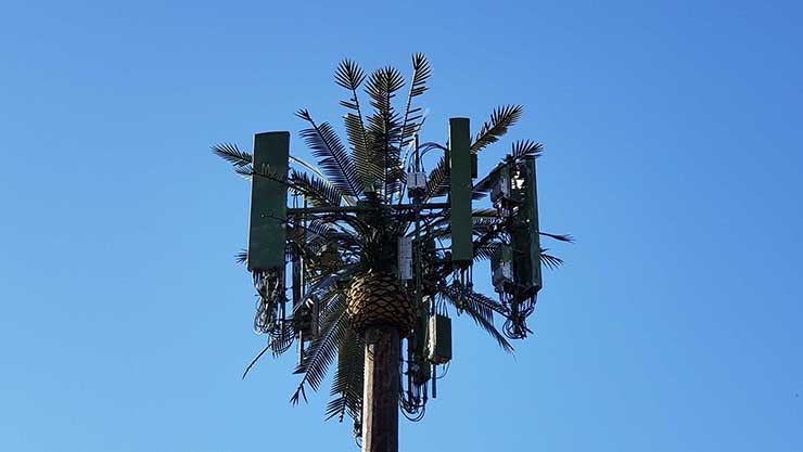 A wireless tower in Phoenix reflects efforts to blend antennas into the local landscape. Mobile networks are making huge investments in new infrastructure for fifth-generation networks. Analysts expect this to gather momentum in 2021 and 2022. (Photo: Rich Miller)