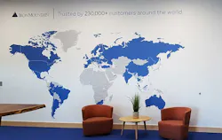 A map of Iron Mountain’s customer footprint in the company’s data center in Manassas, Virginia. (Photo: Rich Miller) A map of Iron Mountain’s customer footprint in the company’s data center in Manassas, Virginia. (Photo: Rich Miller)