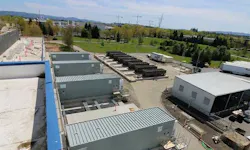 Prefabricated electrical modules being installed at the side of a vault at the NTT Global Data Centers campus in Hillsboro, Oregon. (Photo: NTT Global Data Centers) Prefabricated electrical modules being installed at the side of a vault at the NTT Global Data Centers campus in Hillsboro, Oregon. (Photo: NTT Global Data Centers)