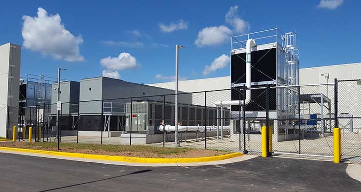 Power and cooling equipment at an Iron Mountain data center in Manassas, Virginia. (Photo: Rich Miller)