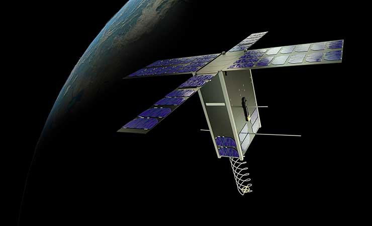 An illustration of a compact nano-satellite from Hiber, which is creating a space-based IoT network. (Image: Hiber)