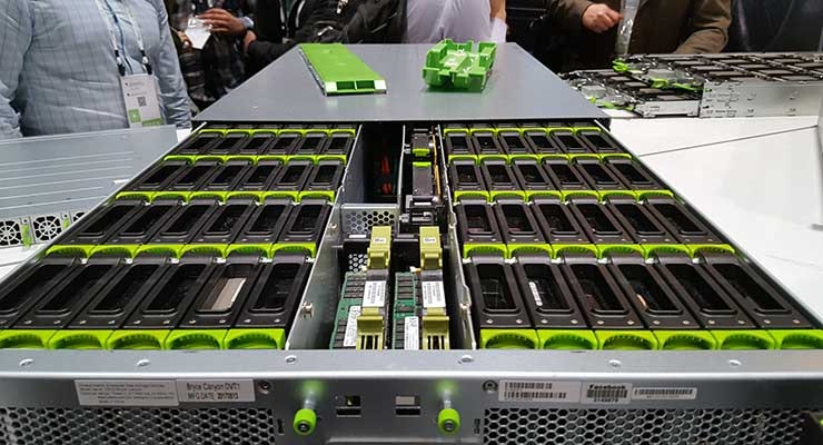 A disk tray for a Facebook high-capacity storage server. (Photo: Rich Miller)