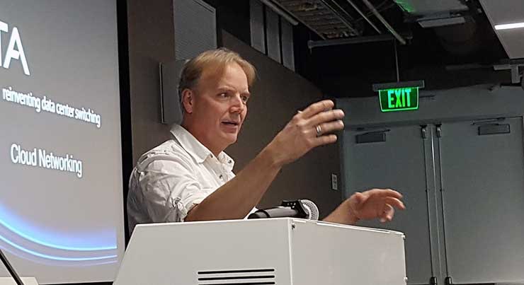 Infrastructure Masons founder Dean Nelson speaks at the group&rsquo;s member summit last year. (Photo: Rich Miller)