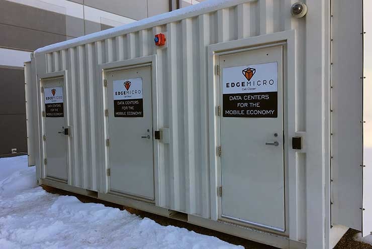 An EdgeMicro data center module deployed near a Flexential facility in Englewood, Colorado. (Photo: EdgeMicro)