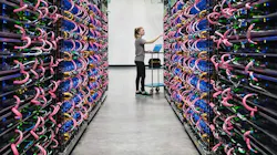 A row of racks filled with Google’s AI hardware, known as TPUs. (Photo: Google) A row of racks filled with Google’s AI hardware, known as TPUs. (Photo: Google)
