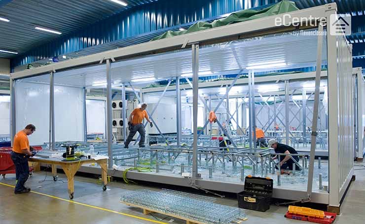 The construction of a Flexenclosure eCentre, which is deployed at edge telecom sites in remote areas around the world. (Photo: Flexencloosure)