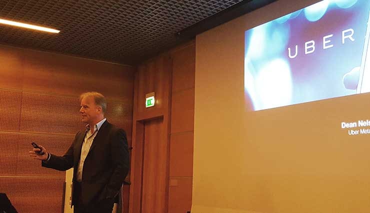 Dean Nelson, Head of Uber Compute, discusses the company&rsquo;s data center deployments Tuesday at Datacloud Europe. (Photo: Rich Miller)