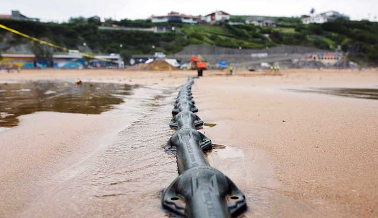 The MAREA subsea cable emerges from the Atlantic at Virginia Beach, Virginia and heads inland. (Photo: Microsoft)