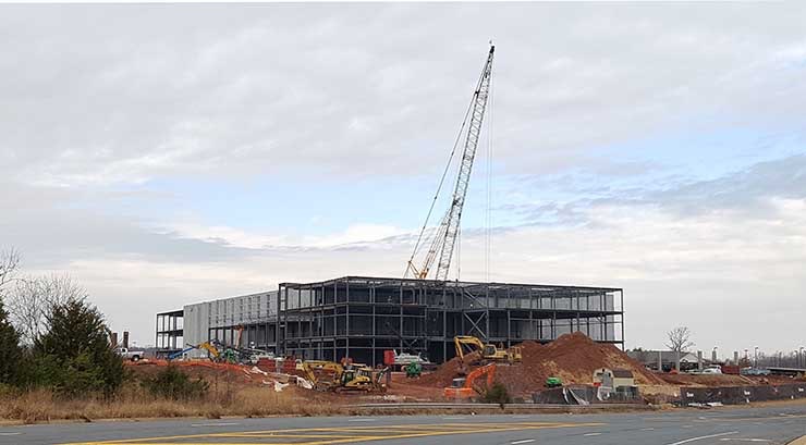 A QTS Data Centers facility under construction in Ashburn, Virginia. The company just announced a 24-megawatt lease in nearby Manassas. (Photo: Rich Miller)