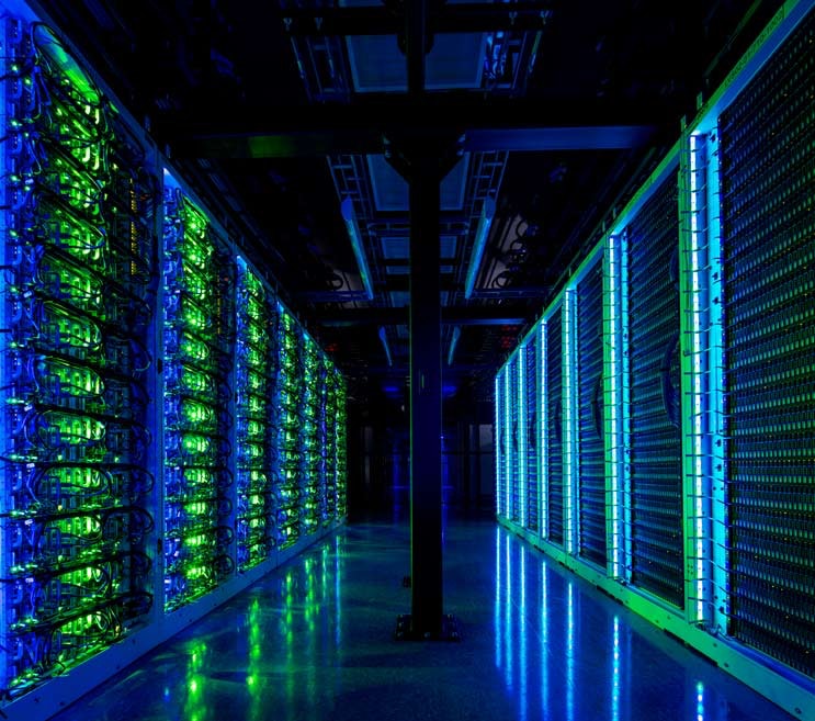 High density racks of servers inside the SUPERNAP 7 in Las Vegas, one of the three huge data center buildings on the massive Switch campus, home to 120 cloud service providers and managed hosting firms. (Photo: Switch)