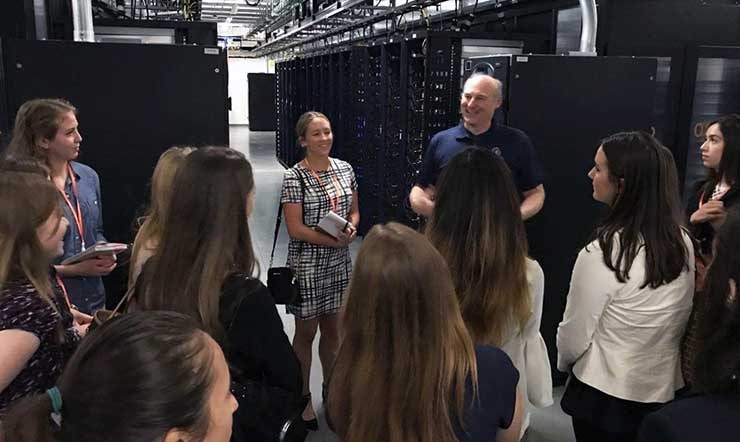 A group of engineerings students from Southern Methodist University tour the Facebook data center in Fort Worth as part of the Infrastructure Masons&rsquo; 50-50 initiative, which promotes the participation of women in technology. (Photo: iMasons)