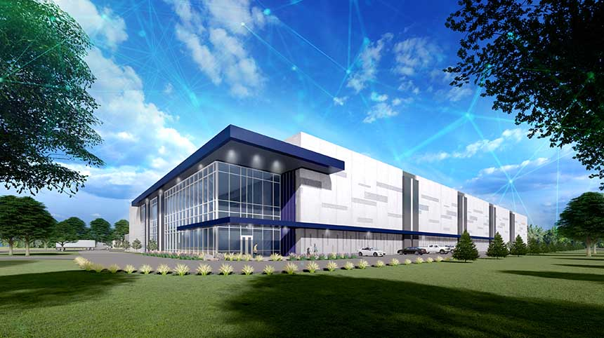 An illustration of the PowerHouse Data Centers ABX-1 data center in Ashburn, VIrginia.