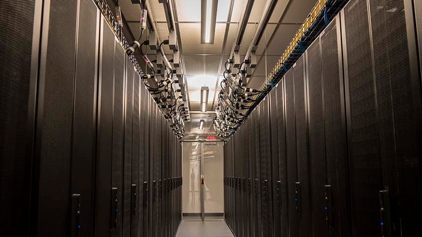 Cabinets of servers inside a Venyu data center in Baton Rouge, Louisiana.