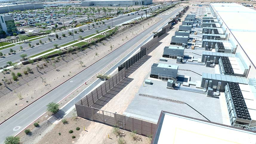 A row of backup generators at the Compass Datacenters' facility in Goodyear, Arizona.