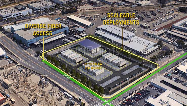 An illustration of a DartPoints data center campus.