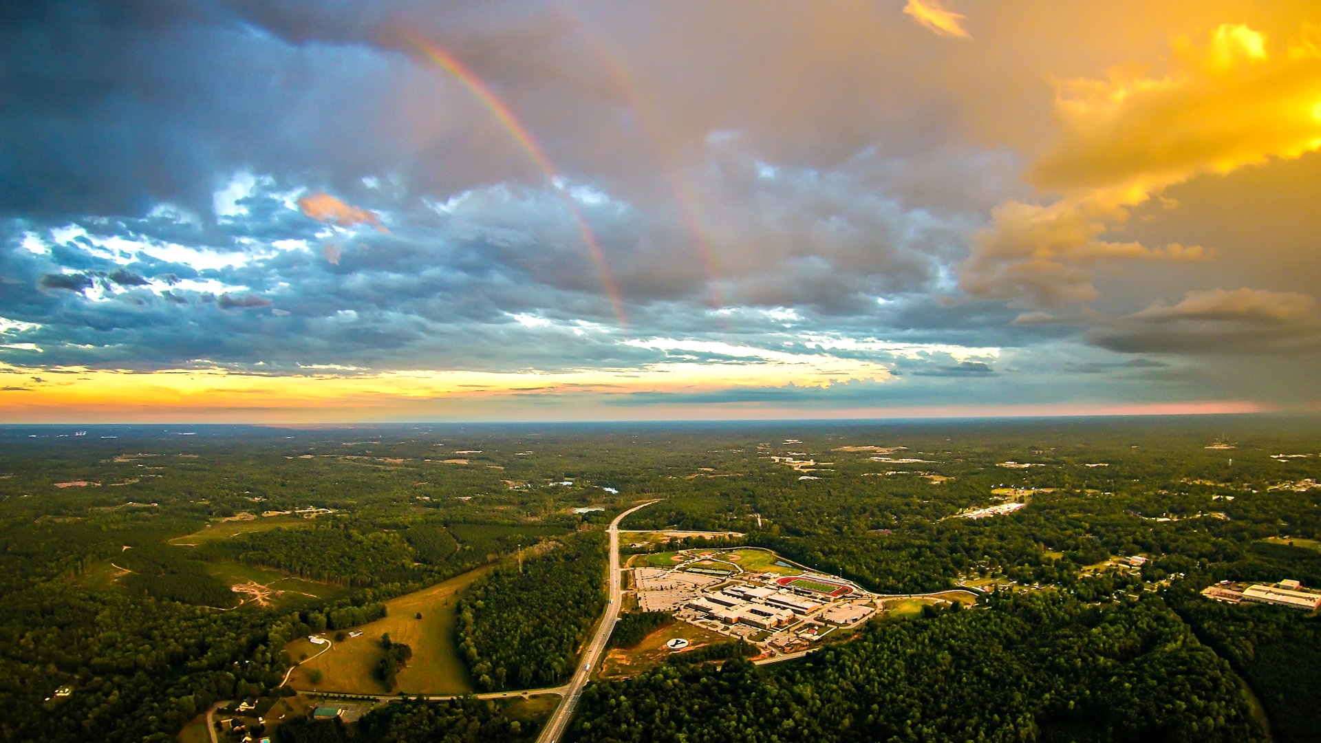 Sunset landscape over the county seat of York, S.C.