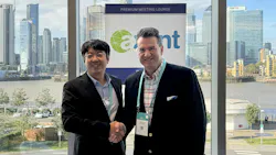 Edged Energy Global Account Executive Ron Kolber signs carrier agreement with Axent CCO Peng Yan. Edged Energy Global Account Executive Ron Kolber signs carrier agreement with Axent CCO Peng Yan.